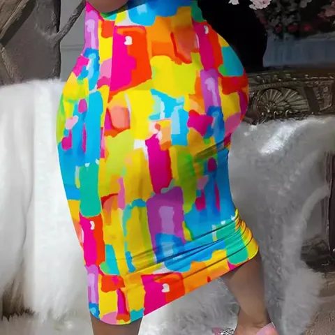 Sexy Women Printed Top And Bottom Round Neck Short Sleeve Bodycon Skirt Suit Casual Summer Streetwear Outfit Apparel