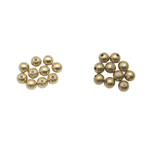 Cuentas Redondas de Latón Macizo Cuentas de Cobre Chapado en Oro a Granel para Manualidades y Joyería DIY