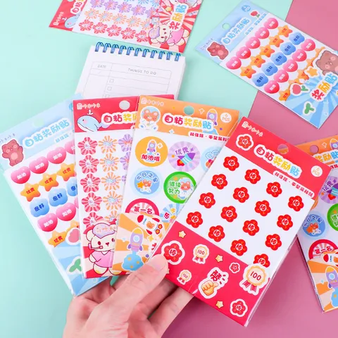Kids Reward Stickers Self Adhesive Motivational Cartoon Floral Star Incentive Stickers For School Children Stationery