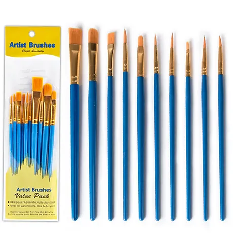 Juego de Pinceles de Artista Pelo de Nailon Mango de Plástico Acuarela Acrílico Pintura al Óleo Suministros de Arte