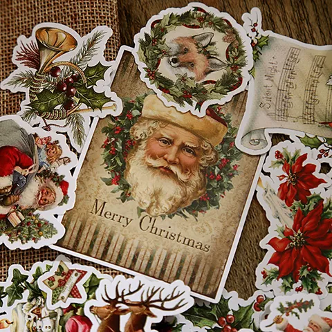 Süßes Weihnachten Aufkleber Paket Vintage Weihnachtsmann Elch Dekorative Abziehbilder Für Scrapbook Planer DIY Handwerk