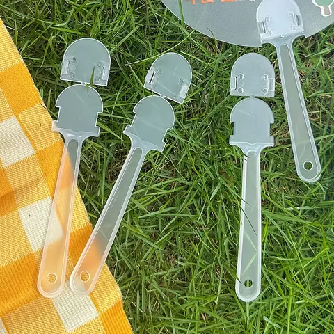 DIY Transparent Plastic Fan Handle Portable Blank Handheld Fan Accessories For Kindergarten Craft School Home Decor