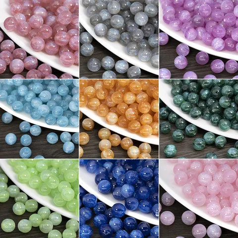 Perline Rotonde in Resina con Glitter Sirena Stellata Perline Sfuse in Acrilico Fai da Te Collane Bracciali Accessori per Gioielli