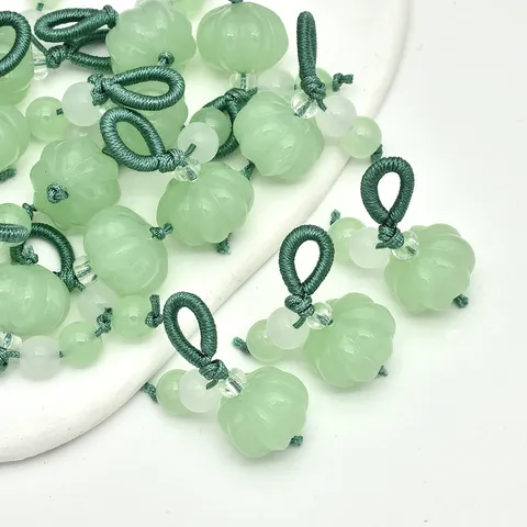 Pendentif Citrouille En Verre Fait Main Accessoires De Bijoux DIY Pendentif Suspendu De Perles Vert Jade Pour Bracelet Collier