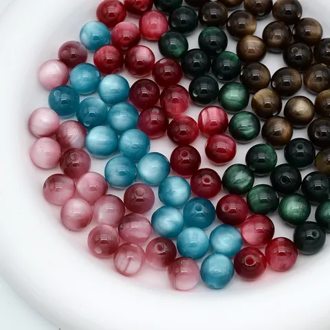 Perles Vrac en Résine Œil de Chat Sable Liquide Foncé Accessoires de Fabrication de Bijoux Bracelet DIY