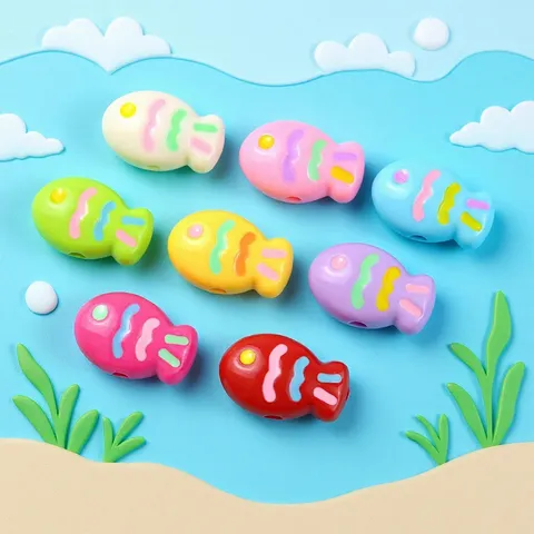 Colorful Acrylic Small Fish Beads Cute Cartoon Through Hole DIY Jewelry Accessories For Phone Chain Bracelet Craft