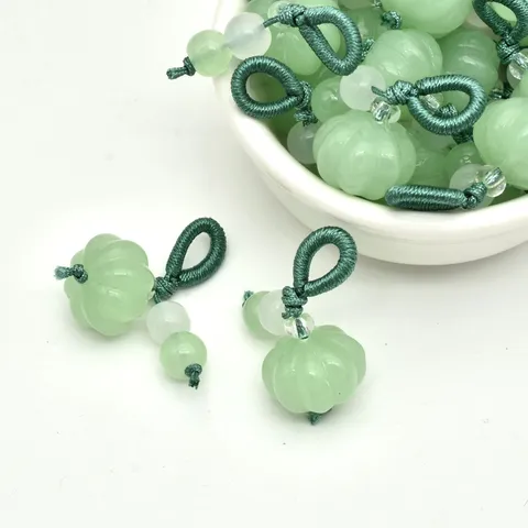 Pendentif Citrouille En Verre Fait Main Accessoires De Bijoux DIY Pendentif Suspendu De Perles Vert Jade Pour Bracelet Collier