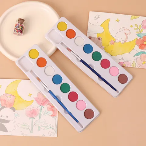 Set De Paleta De Pintura De Acuarela Sólida Para Niños Con Pincel Suministros De Arte DIY Escuela