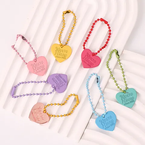 Metall Herz Eingebrannter Lack Schlüsselanhänger Anhänger Perlenkette Tasche Hängende Ornament Süße Mode Schlüsselring Für Frauen Schmuck Geschenk