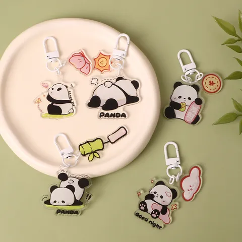 Χαριτωμένο Μπρελόκ Ακρυλικό Panda Καρτούν Διαφανές Κρεμαστό Τσάντας Θήκη Μπρελόκ Μόδας Δώρο