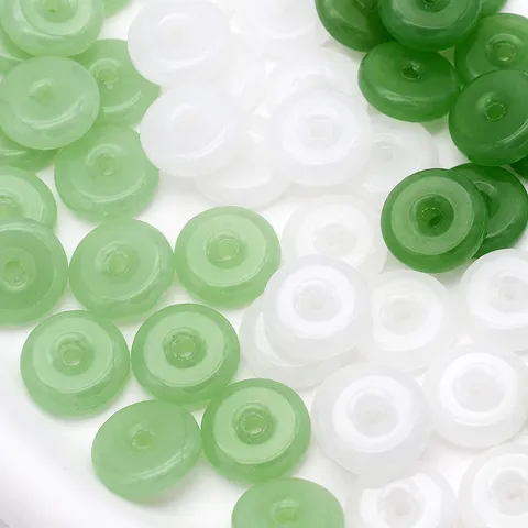 Colgante de Hebilla de Seguridad de Vidrio Esmaltado Accesorios de Joyería DIY Dije de Círculo Imitación Jade Estilo Chino