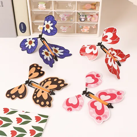 Mariposa Voladora Mágica Juguete de Goma de Papel Marcapáginas Regalo de Juguete de Alivio del Estrés para Niños