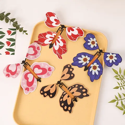 Mariposa Voladora Mágica Juguete de Goma de Papel Marcapáginas Regalo de Juguete de Alivio del Estrés para Niños