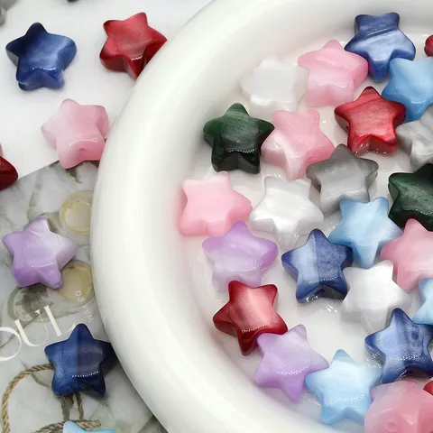 Perle Sfuse in Resina a Pentagramma con Sabbia Mobile 16mm Perle a Stella per Accessori di Creazione Gioielli con Catena per Telefono Fai da Te