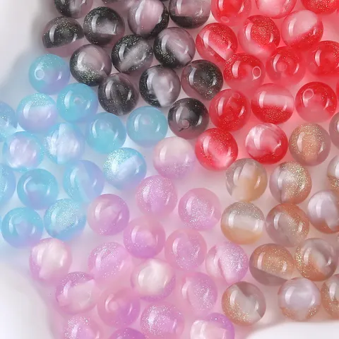Perle Tonde in Resina con Glitter Fini Stellati Perle Siolte Accessori per Braccialetti e Catene per Telefono Fai da Te