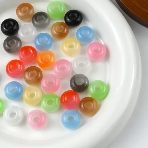 Perle a Ruota in Resina Occhio di Gatto Perle Sciolte a Foro Largo Per Braccialetto DIY Catena Telefono