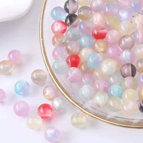 Perle Tonde in Resina con Glitter Fini Stellati Perle Siolte Accessori per Braccialetti e Catene per Telefono Fai da Te