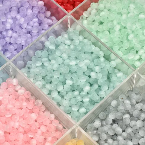 Perline di Vetro Occhio di Gatto Spazzolate da 4mm Perline Distanziatrici Sfuse per Braccialetti Fai da Te Creazione di Gioielli