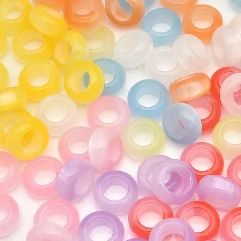 Perle Distanziatrici a Foro Largo in Resina Acrilica Forma di Anello di Corsa per la Creazione di Gioielli Fai da Te Bracciali e Collane