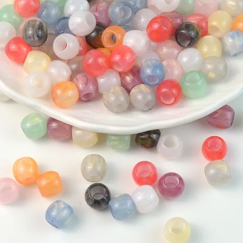 Perline a Barilotto in Resina Acrilica Colorata Grandi Fori Perline Sfuse per DIY Bracciale Collana Corda per Capelli Creazione di Gioielli