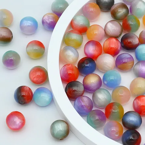 Perline Sciolte Rotonde in Resina Occhio di Gatto Colore Magico Per Accessori per Gioielli Fatti a Mano DIY Collana Braccialetto