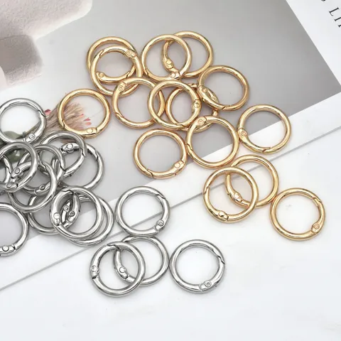 Electroplated Metal Spring Ring Alloy Round Buckle Keychain Bag Accessories Spring Snap Hook Round Loop