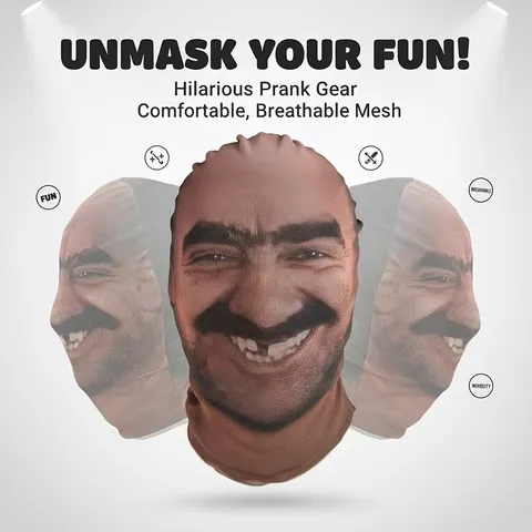 Funny Meme Mesh Full Face Mask Double Sided Spoof Expression Headwear For Halloween Prank Costume Party Prop Dress Up Cosplay Mask