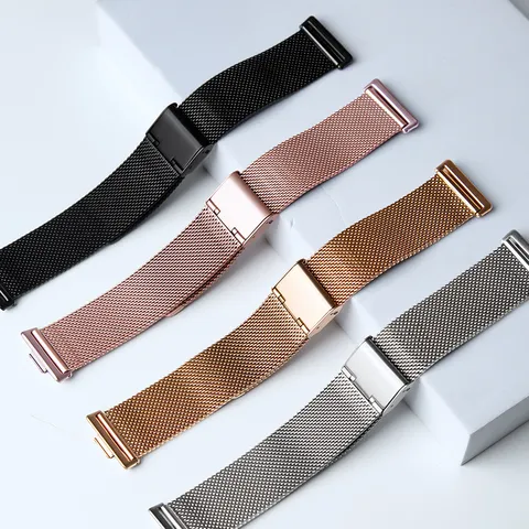 Stainless Steel Watch Band For Huawei Fit Series Milanese Buckle And Three-Bead Replacement Metal Strap Wristband
