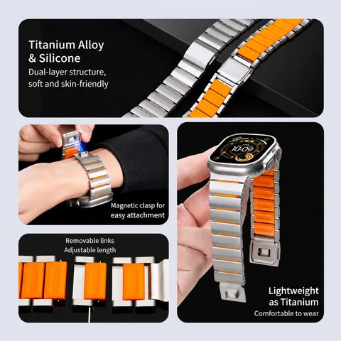 Titanlegierung Silikon Magnetische Schnalle Uhrenarmband Für Smartwatch Ultra Serie Ersatzarmband Mode Armband