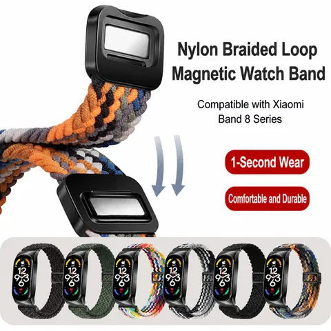 Correa de Repuesto de Nailon Trenzado con Cierre Magnético para Smart Fitness Tracker Pulsera de Moda Accesorio Cómodo