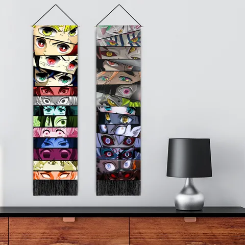 Nordisch Baumwolle Leinen Anime Wandteppich Mit Quasten Lang Vertikal Wandbild Hängendes Banner Für Schlafzimmer Wohnzimmer Wohnkultur