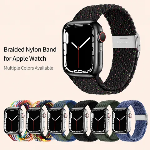 Woven Nylon Loop Watch Band For Smart Watch Adjustable Sport Strap Replacement Breathable Soft Wristband Accessories