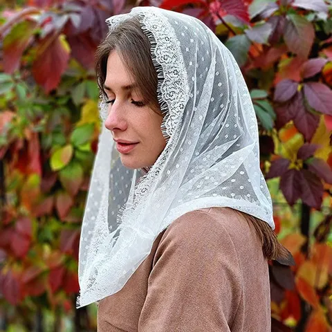 Bruids Trouw Sluier Ivoorwit Kant Mesh Pull-Over Hoofddoek Vrouwen Mode Haaraccessoires Huwelijksfeest
