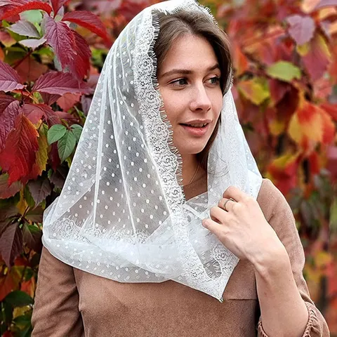 Bruids Trouw Sluier Ivoorwit Kant Mesh Pull-Over Hoofddoek Vrouwen Mode Haaraccessoires Huwelijksfeest