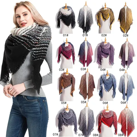 Autumn Winter Thickened Gradient Loop Yarn Scarf Women Men Warm Tassels Shawl Fashion Outdoor Cold Weather Neck Warmer