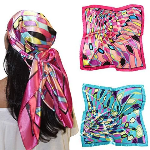Dames Mode Satijn Vierkante Sjaal Vintage Paisley Barok Bedrukt Zijde Gevoel Hoofddoek Elegante Hals Sjaal Voor Dames