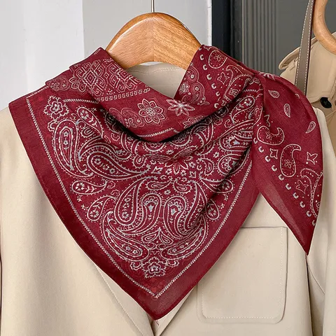 Dames Vintage Paisley Print Vierkante Sjaal Lichtgewicht Mode Hals Sjaal Hoofdsjaal Voor Lente Reizen