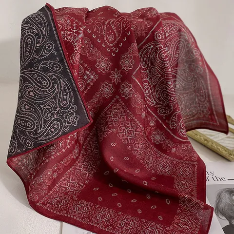 Dames Vintage Paisley Print Vierkante Sjaal Lichtgewicht Mode Hals Sjaal Hoofdsjaal Voor Lente Reizen