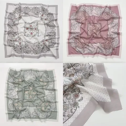 Dames Vintage Bedrukt Satijn Vierkante Sjaal Mode Bloemen Hoofdband Elegante Hals Sjaal Voor Lente En Herfst
