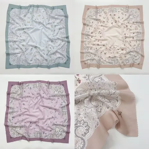 Dames Vintage Bedrukt Satijn Vierkante Sjaal Mode Bloemen Hoofdband Elegante Hals Sjaal Voor Lente En Herfst