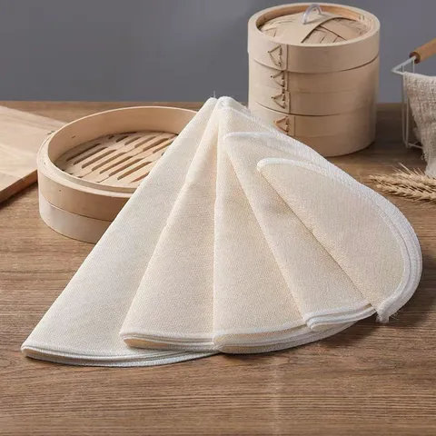 Reines Baumwoll Rundes Dampfgarer Tuch Antihaft Atmungsaktive Netzmatte Mit Kantenband Für Küche Teigtasche Brötchen