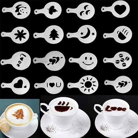 Plastic Coffee Stencils Art Templates Reusable Cappuccino Barista Templates Latte Art Decorating Tools For Home Kitchen