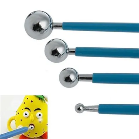 Stainless Steel Fondant Cake Ball Stylus Modeling Tools Clay Sculpting Petal Crease Shaping Kit Baking Accessories