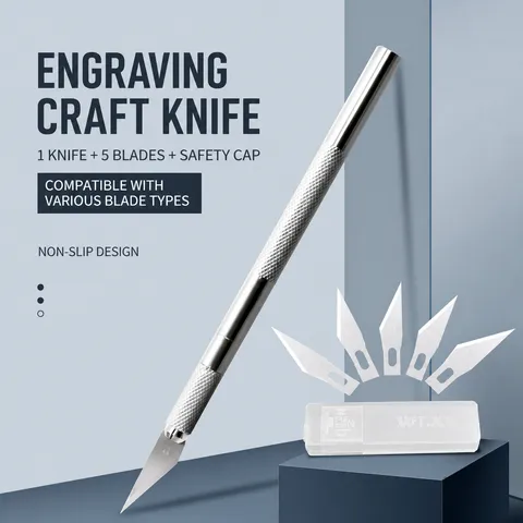 Professional Aluminum Handle Carving Knife Metal Craft Hobby Cutter Tool With Replacement Blades For Baking Fondant Paper Cut Art DIY
