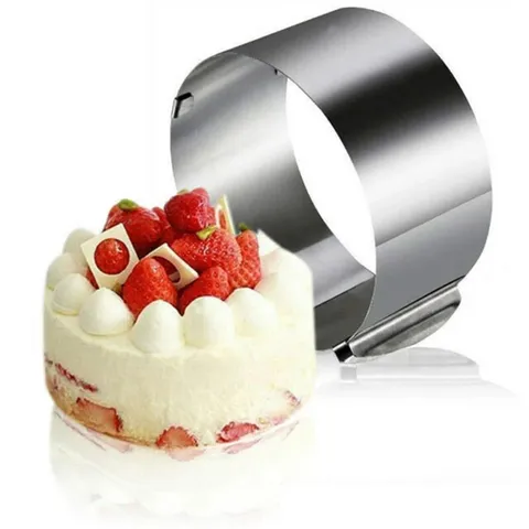 Stainless Steel Adjustable Cake Ring Round Mousse Cake Mold Retractable Chiffon Baking Pan For Kitchen Home Bakery