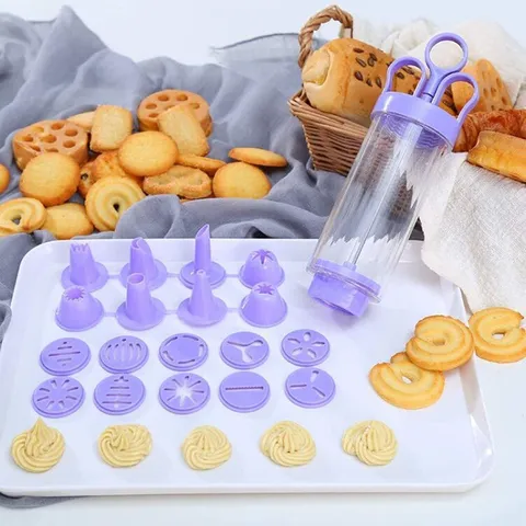 Juego de Pistola Prensadora de Galletas Multifuncional Máquina Hacer Galletas Herramienta Decoración de Pasteles con Boquillas y Moldes Kit