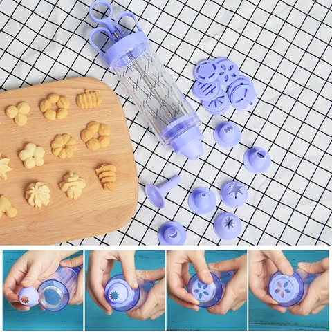 Juego de Pistola Prensadora de Galletas Multifuncional Máquina Hacer Galletas Herramienta Decoración de Pasteles con Boquillas y Moldes Kit