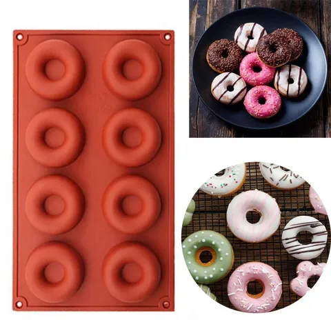 Multi-Cavity Silicone Donut Cake Mold Flexible Non Stick Bakeware Heat Resistant Chocolate Bread Baking Tool
