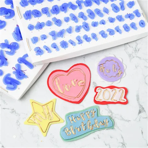 Plastic Cookie Letter Mold Embosser Stamp Baking Tool Uppercase Lowercase Numbers Symbols Fondant Cake Decorating Mold