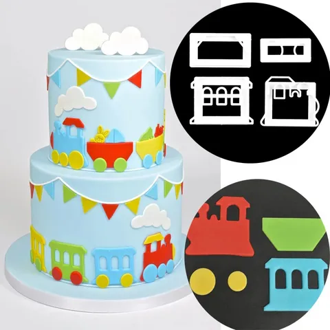 Plastic Train Cookie Cutter Fondant Mold Baking Tool Cake Decorating Stencil DIY Pastry Craft Set